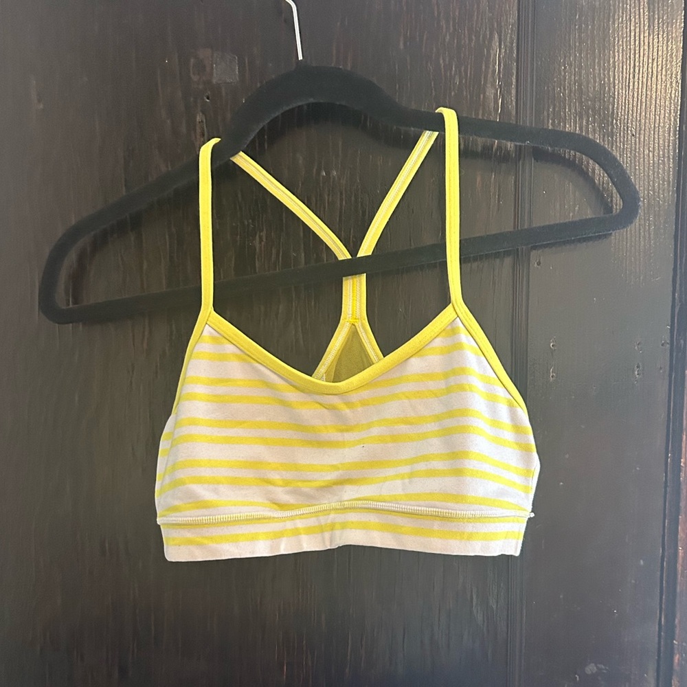 Lululemon power y bra size 8 yellow and white stripes